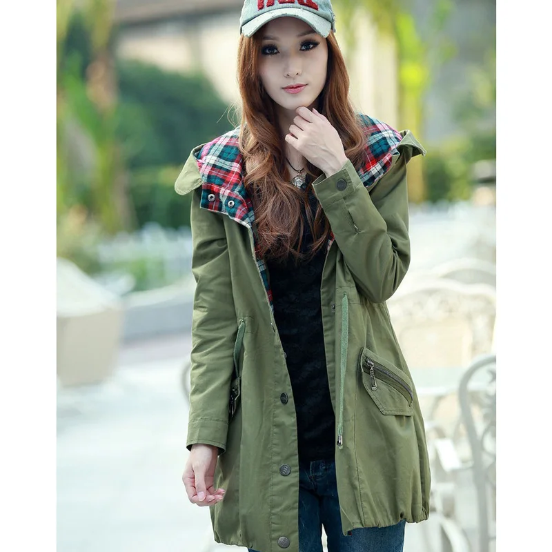 2016 Осень Мода Новый женский с капюшоном длинное пальто хлопковая куртка Для