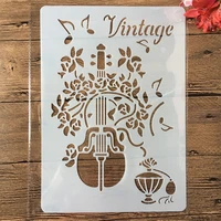 a4 vintage music violin diy craft layering stencils painting scrapbooking stamping embossing album paper card template