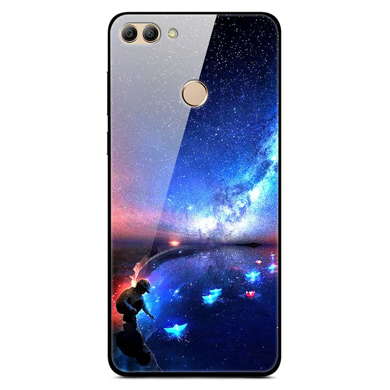 Для Huawei Y9 2018 чехол с нарисованной задней поверхностью твердый закаленное