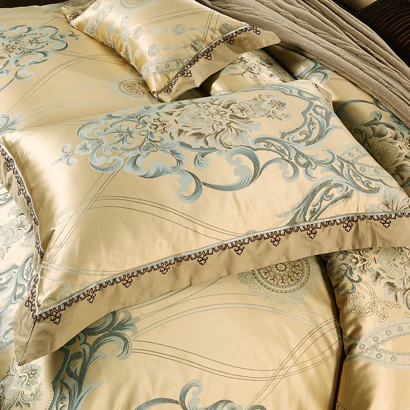 Golden camel silk bedding set 4pcs wedding bed cover 60s yarn bedding-set queen comforter hot sale 5677 | Дом и сад