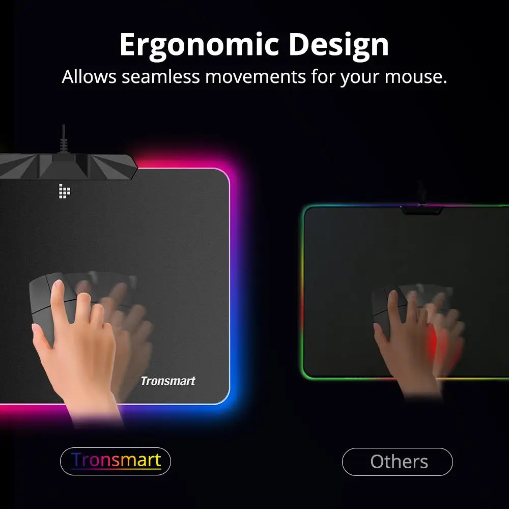 Tronsmart Shine X игровой коврик для мыши 1 68 миллионов RGB подсветки 9 режимов Лучистая