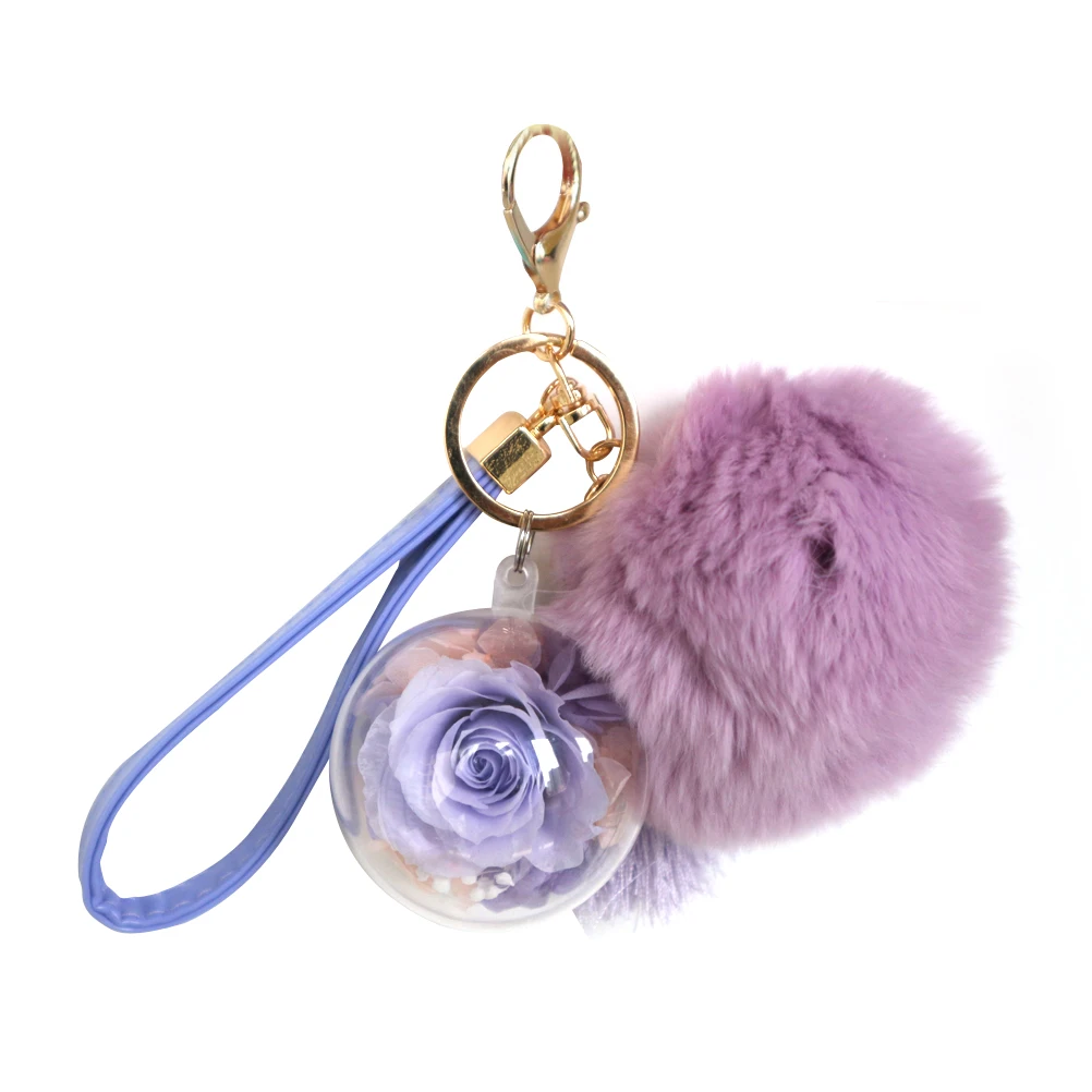 PIXNOR Новинка Сохраненная Роза брелок &quotЦветок&quot Ленточки на кроличьем меху для