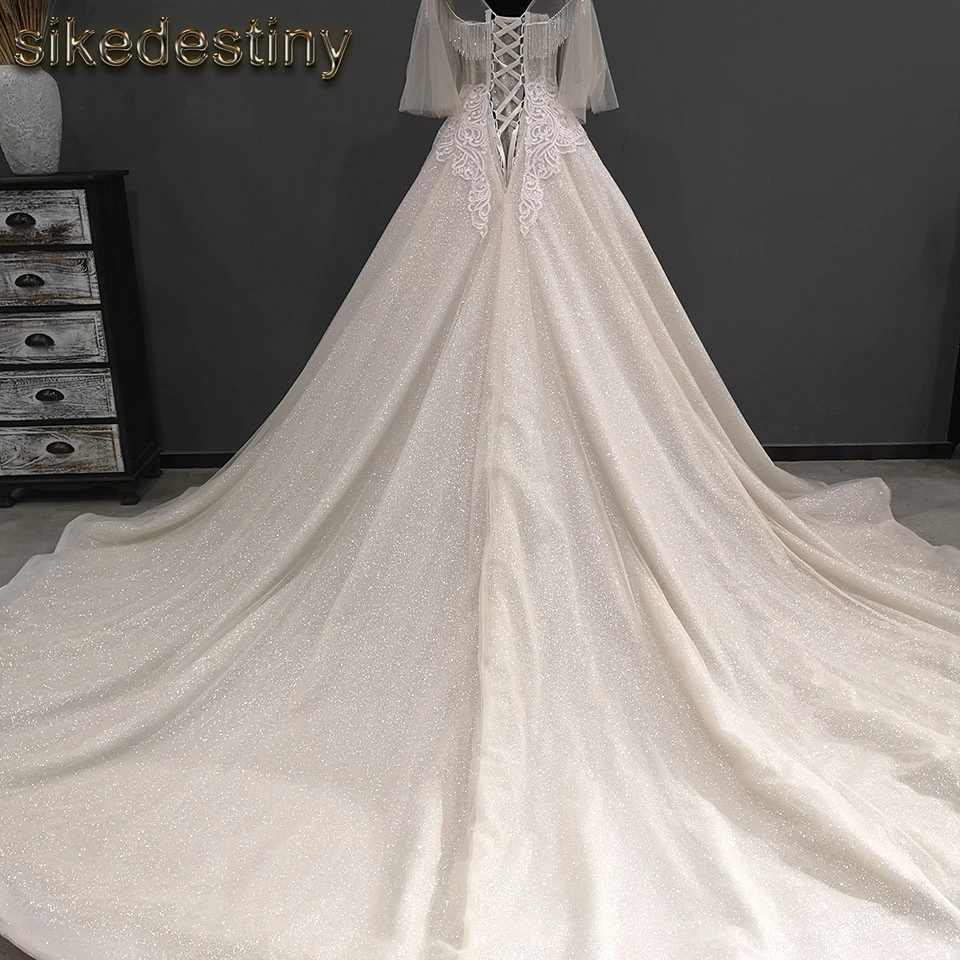 Свадебное платье vestidos de novia 2018 рукав "летучая мышь" свадебное украшенное