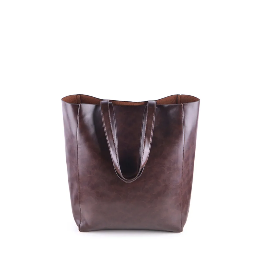 Винтажная Вощеная большая женская сумка тоут CABAS простая повседневная кожаная с