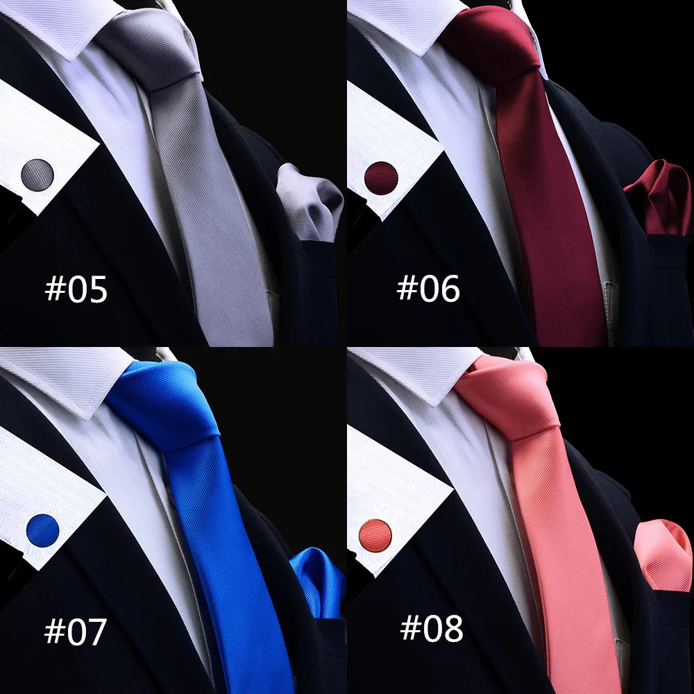 Набор мужских галстуков RBOCOTT однотонные красные галстуки Запонки с квадратным