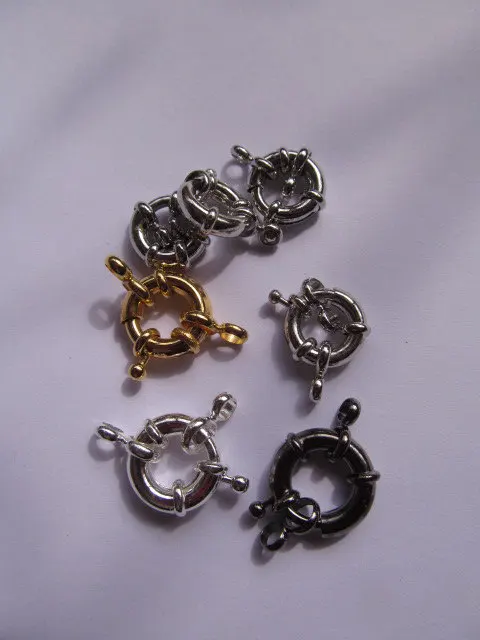 

high quality 50pcs 8-20mm 2-4Connectors brass Clasp,round Oxidized silver,gold,rose gold black,gunemtal mixed spring clasps