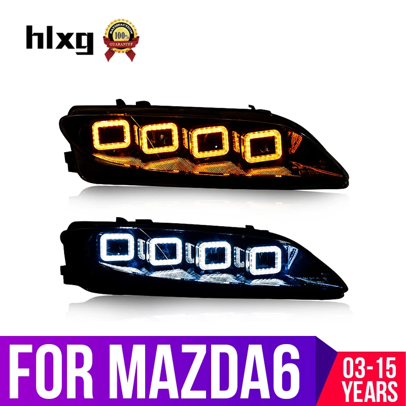 Hlxg 2 шт. светодиодный автомобиль фары для Mazda 6 2003 2015 Головной фонарь DRL H7 HID Xenon