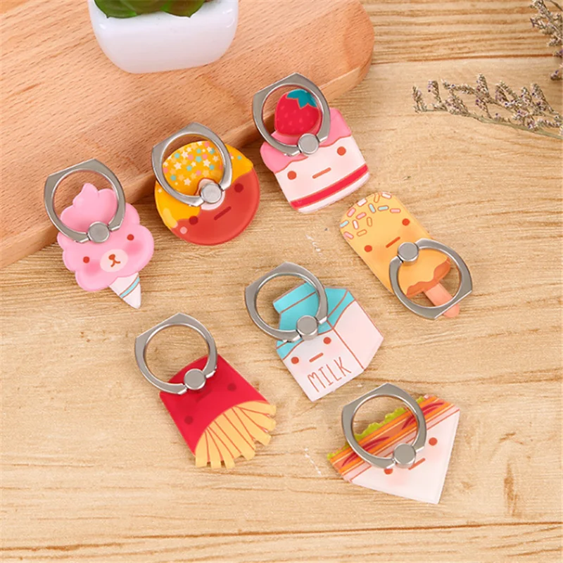 Food French Fries Sandwich Finger Ring Smartphone Ice Cream Cake Stand Holder Milk Mobile Phone Holder Stand For All Phone