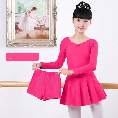 Rose long sleeve Высококачественные хлопковые шорты с длинными рукавами; танцевальный костюм для балета; детское платье для гимнастики и балета; детская Одежда для танцев - Цвет: Rose long sleeve