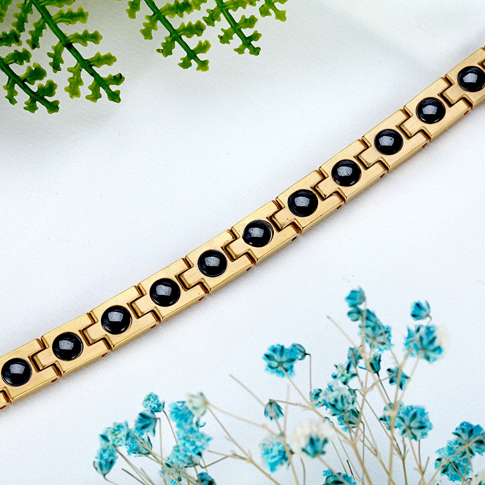 Новинка 2019 женские браслеты из гематита магнитотерапия золотой браслет