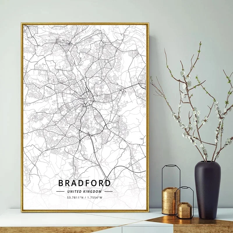 Карта города Великобритании Болтон современные городские карты белого цвета