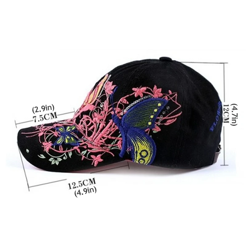

Girls Butterflies Flower Embroidery Baseball Caps For Women Men Casual Snapback Caps Autumn Spring Women Sun Hat