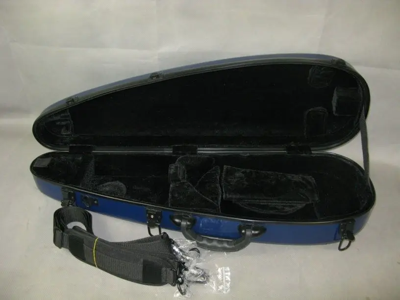 Wharncliffe формы сильный жесткий синие стеклянные волокна 4/4 Скрипки чехол, 2 лук держатели