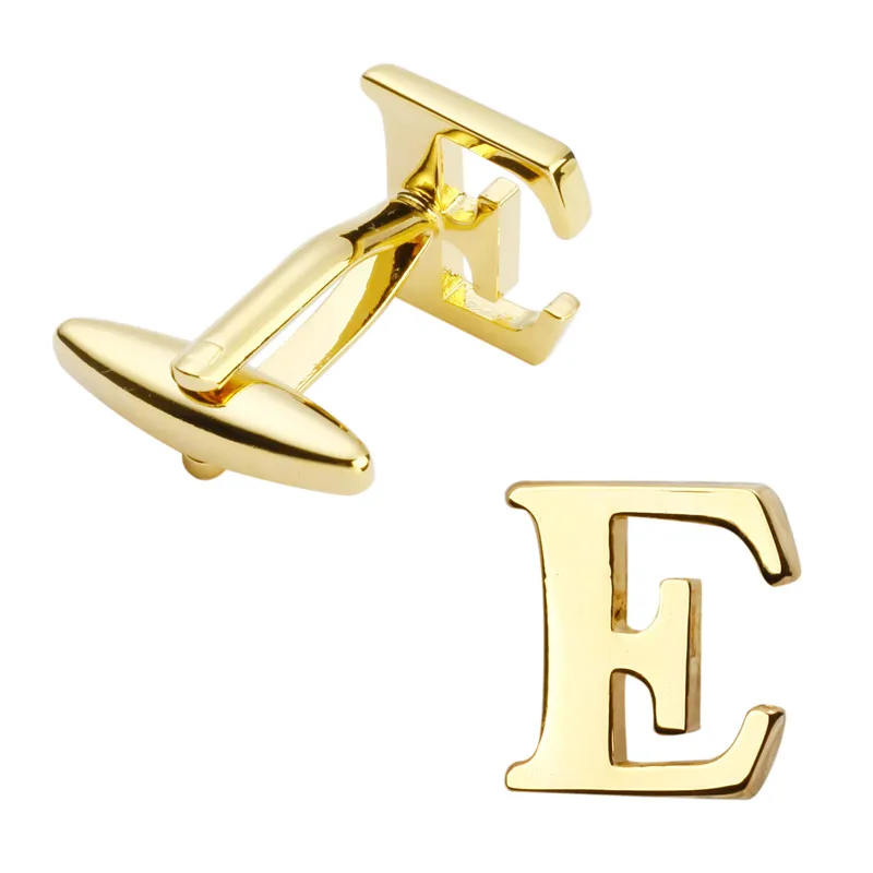 

Free delivery, high quality Brass Cuff buttons, brand new fashionable gold E letter cufflinks buttons for men's wedding gifts.