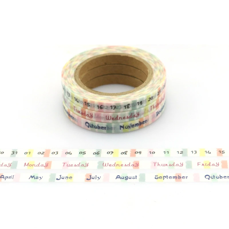 3PCS New Weekly Planner DIY Washi Paper Sticker Tape Date Scrapbooking date Masking Tape Home Decoration TAPE