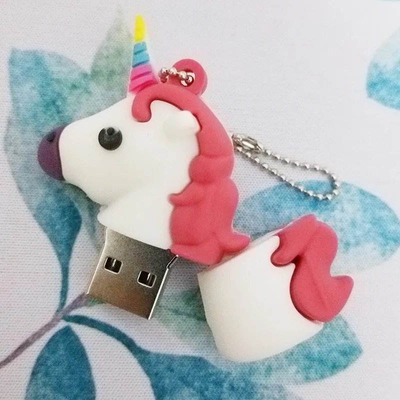 Новый стиль мультяшный флеш накопитель в виде единорога 64 ГБ 32 usb 128 милый с