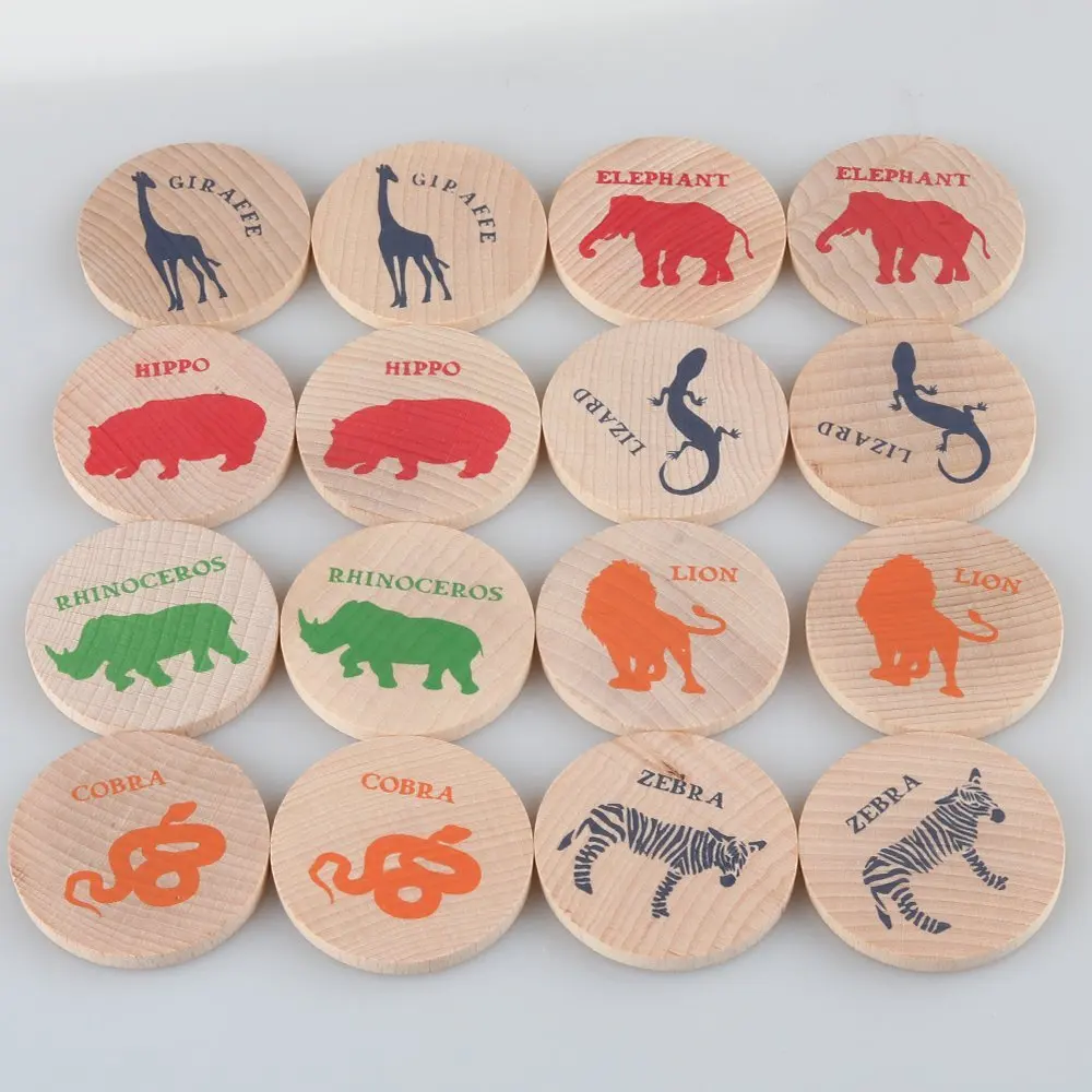Шт. 16 шт. деревянные соответствующие игры круглые карточки памяти обучение цвет