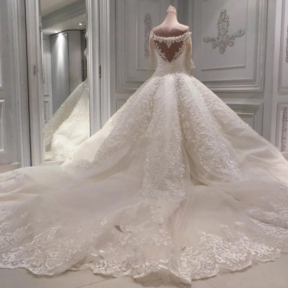 Халат de mariée Vestidos De Noiva царский поезд свадебное платье gelinlik свадебное платье длинный рукав бисером свадебное платье es кружева