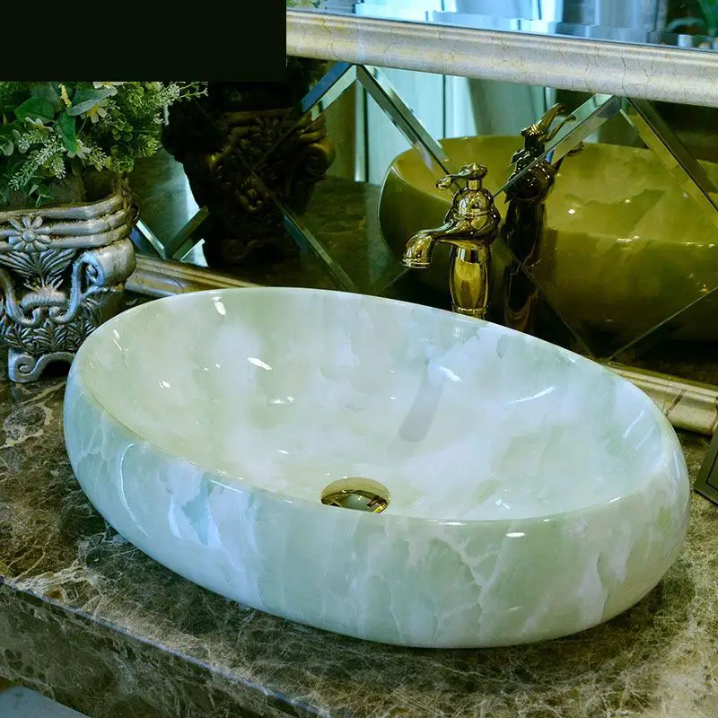 Керамический умывальник в европейском стиле Овальный для унитаза мраморный узор