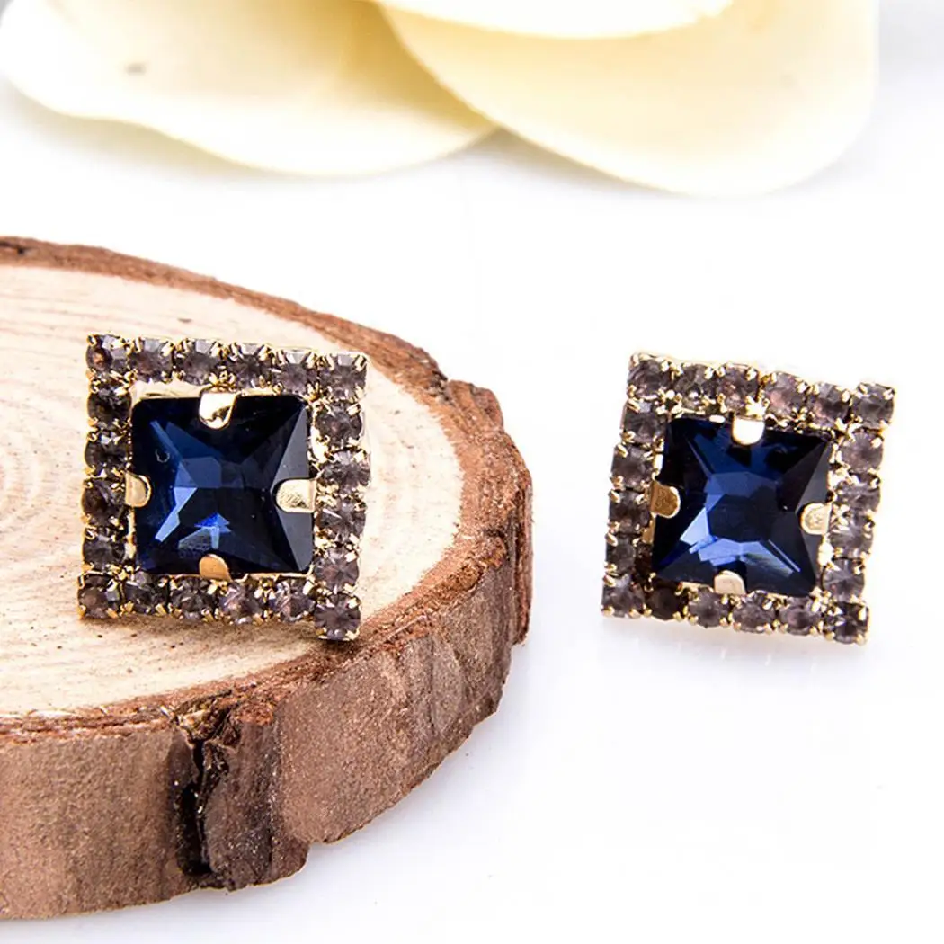 Женская мода горный хрусталь Искусственный драгоценный камень Push Rhinestone задняя 4 6