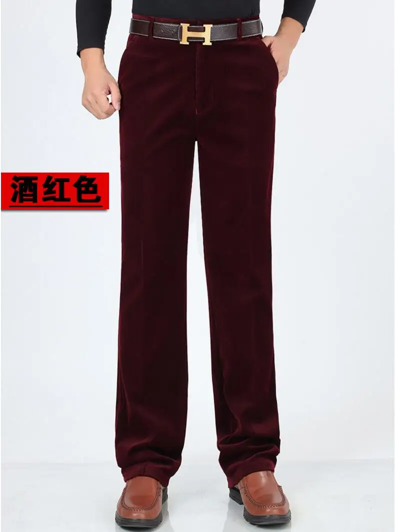 Брюки мужские вельветовые облегающие повседневные длинные прямые штаны с