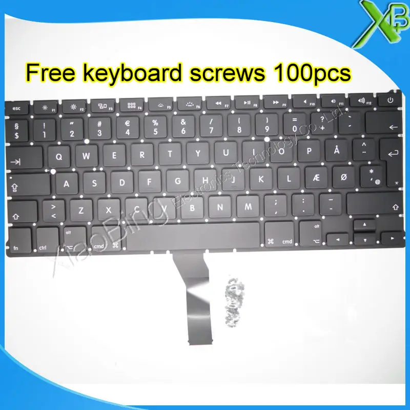 

5PCS--Brand New DK Denmark keyboard+100pcs keyboard screws For MacBook Air 13.3" A1369 A1466 2010-2015 Years