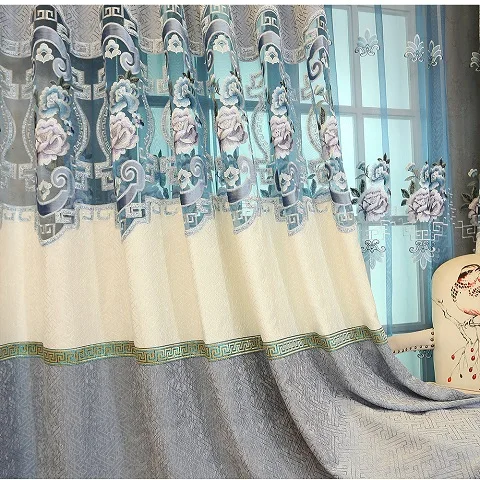 blackout curtain Роскошные жаккардовые вышитые затемненные шторы для гостиной, французские оконные шторы для спальни, высококачественные занавески - Цвет: blackout curtain
