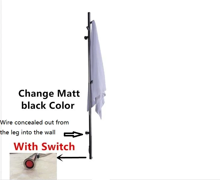 WIRE HIDDEN BLACK Матовые черные однотонные бар настенная полка из нержавеющей стали для 304 Полотенца рельса с электрическим подогревом Полотенца сушилка Полотенца теплые Полотенца barHZ-935 - Цвет: WIRE HIDDEN BLACK