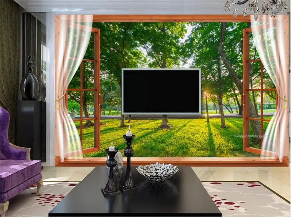 

Настенные 3D фотообои, размер под заказ, фотообои для гостиной, дивана, окна, деревянный пейзаж, 3d фотообои, домашний декор