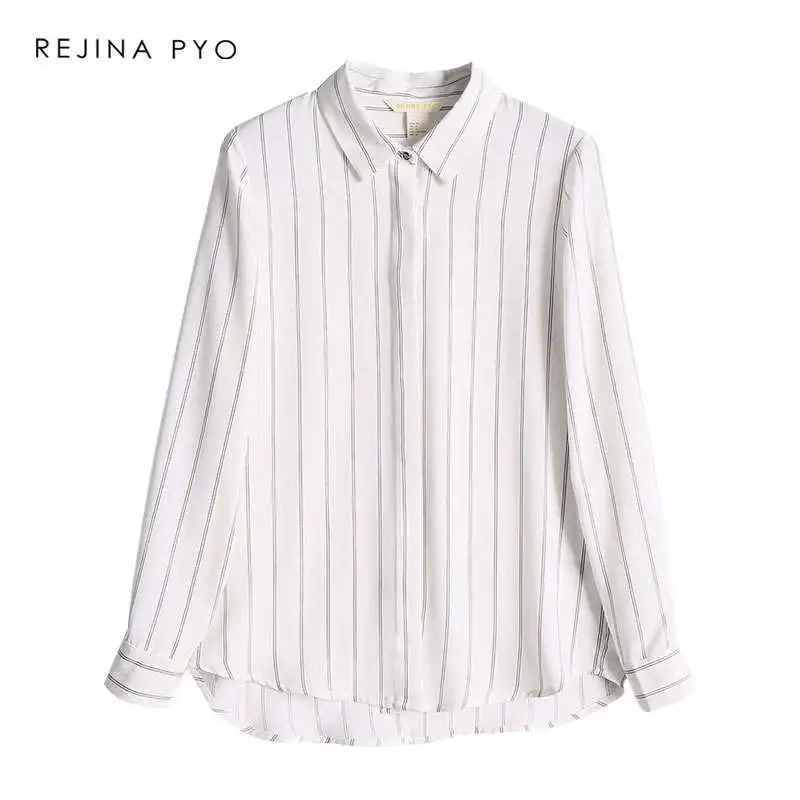 stripes BIAORUINA, женская модная рубашка с длинным рукавом, однобортный Топ, Офисная Женская Повседневная шифоновая рубашка, женские свободные универсальные Топы - Цвет: stripes