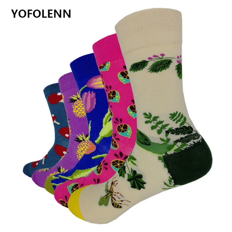 Носки женские в стиле Харадзюку хлопок разноцветные 5 пар/лот | Женская одежда