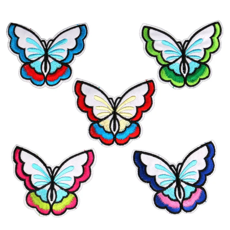 Шесть цветов высокое качество 8 см вышитые наклейки с бабочками можно гладить на