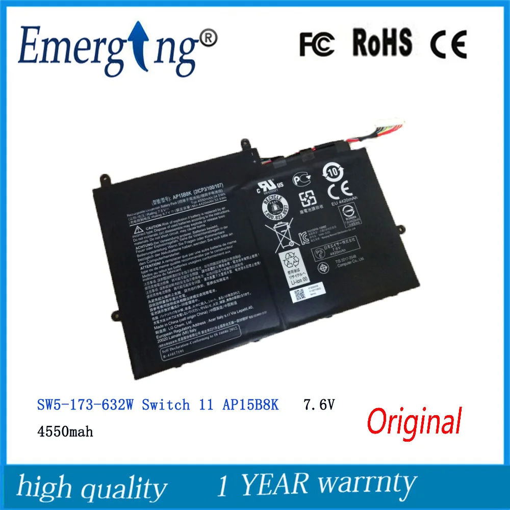 7 6 V 4550Mah оригинальный новый высококачественный AP15B8K Аккумулятор для ноутбука Acer W5