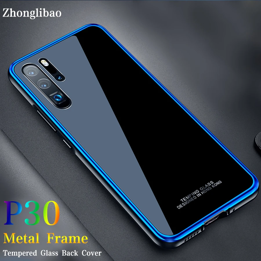 Металлический бампер + задняя крышка из закаленного стекла для Huawei P30 Pro 2019