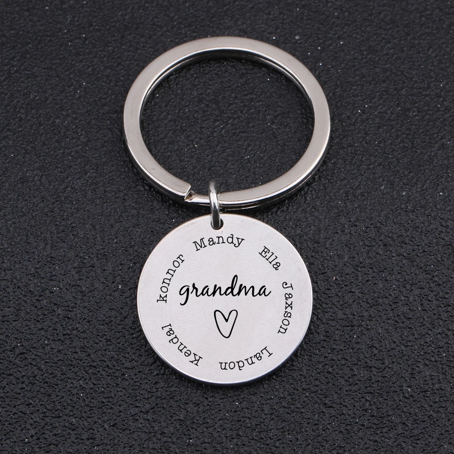 Grandma Keychain Custom Name Keyring Grandson Granddaughter Engraved Stainless steel Car Key Tag For Nana Gifts | Украшения и