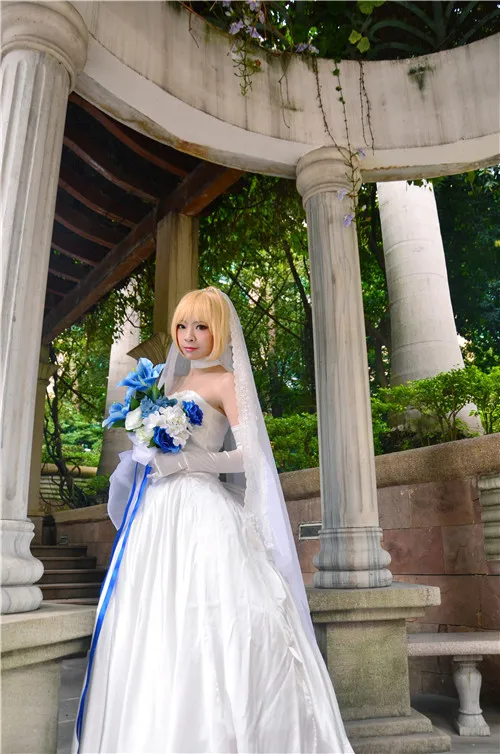 Fate stay night свадьба брак Saber Lily судьба ноль костюм аниме для косплея платье