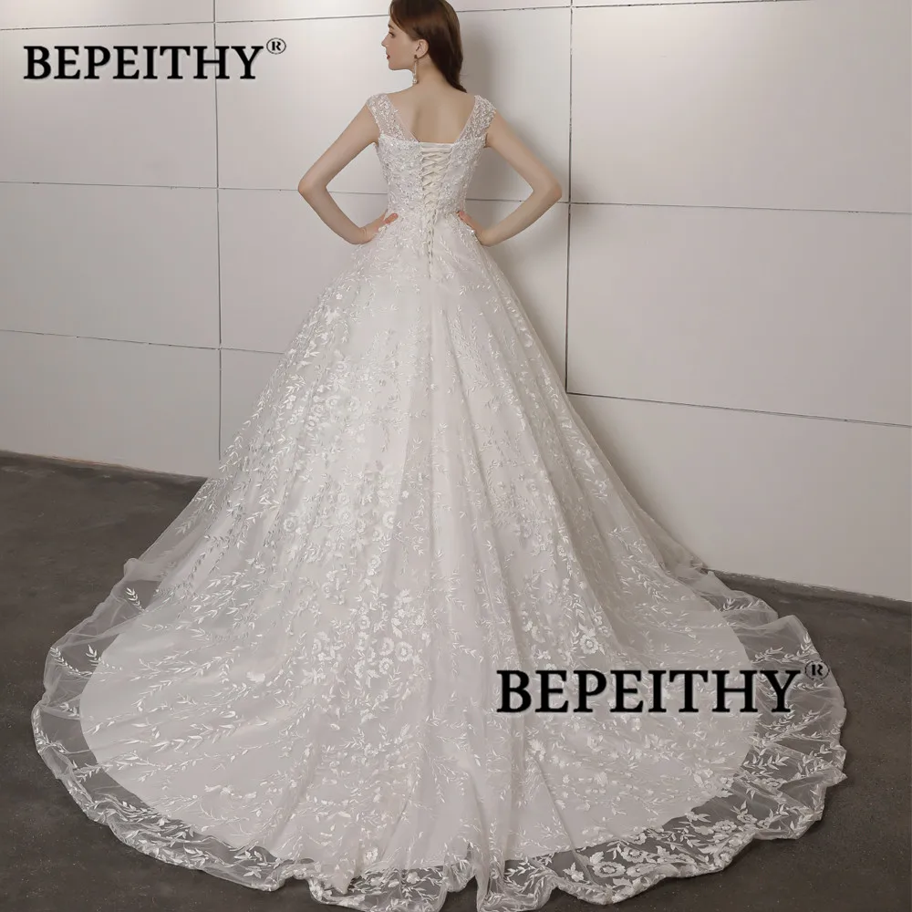 Винтажное кружевное свадебное платье со шлейфом и бусинами Vestidos De Novia винтажное