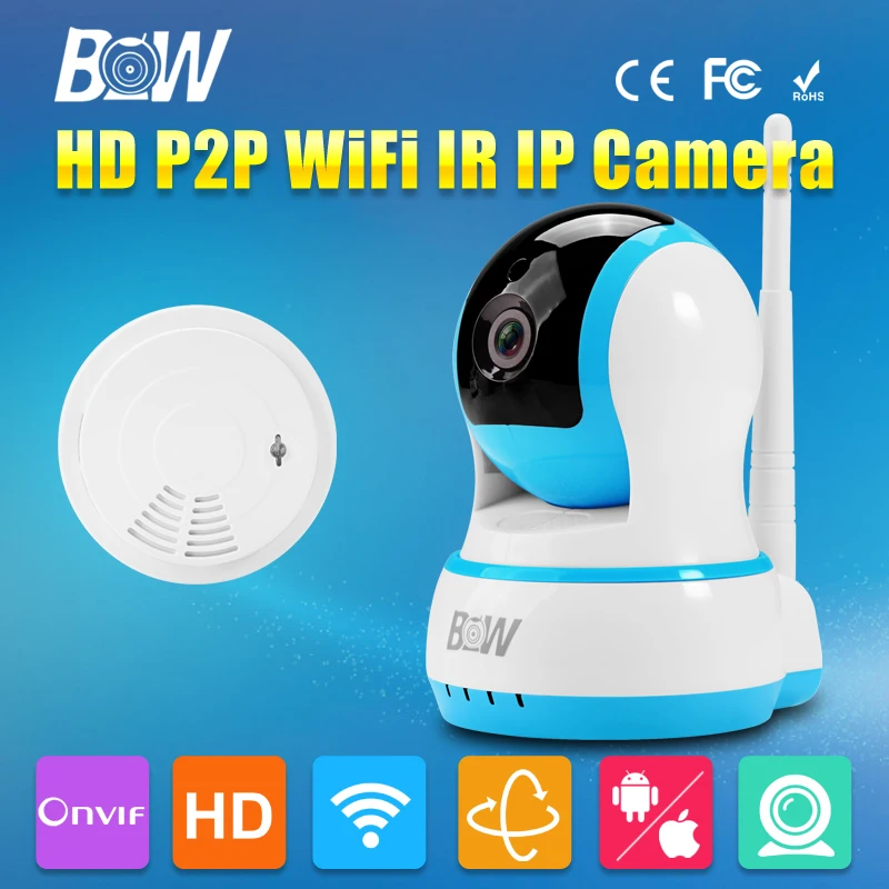 Bw с дыма HD 720 P IP Камера P2P Беспроводной Wi-Fi видеонаблюдения радионяня Портативный