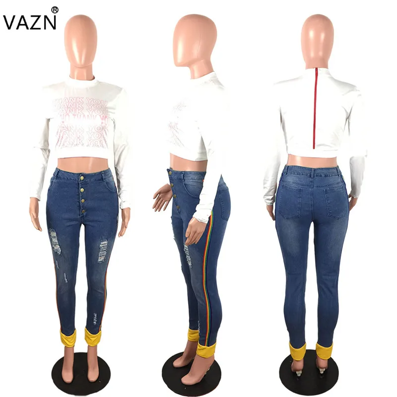 VAZN, Новое поступление, высокая мода, повседневные женские брюки, одноцветные, Джокер, снижение возраста, элегантные, облегающие, джинсовые, длинные, узкие брюки, JLX8902