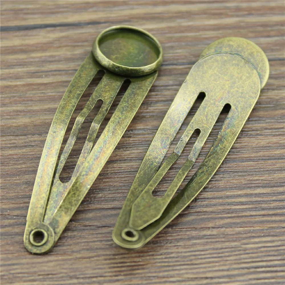

10pcs Hair Clip Base Hair Clips Accessories Hair Setting Base Fit 12mm 14mm Round Glass Cabochon Antique Bronze Color Vintage