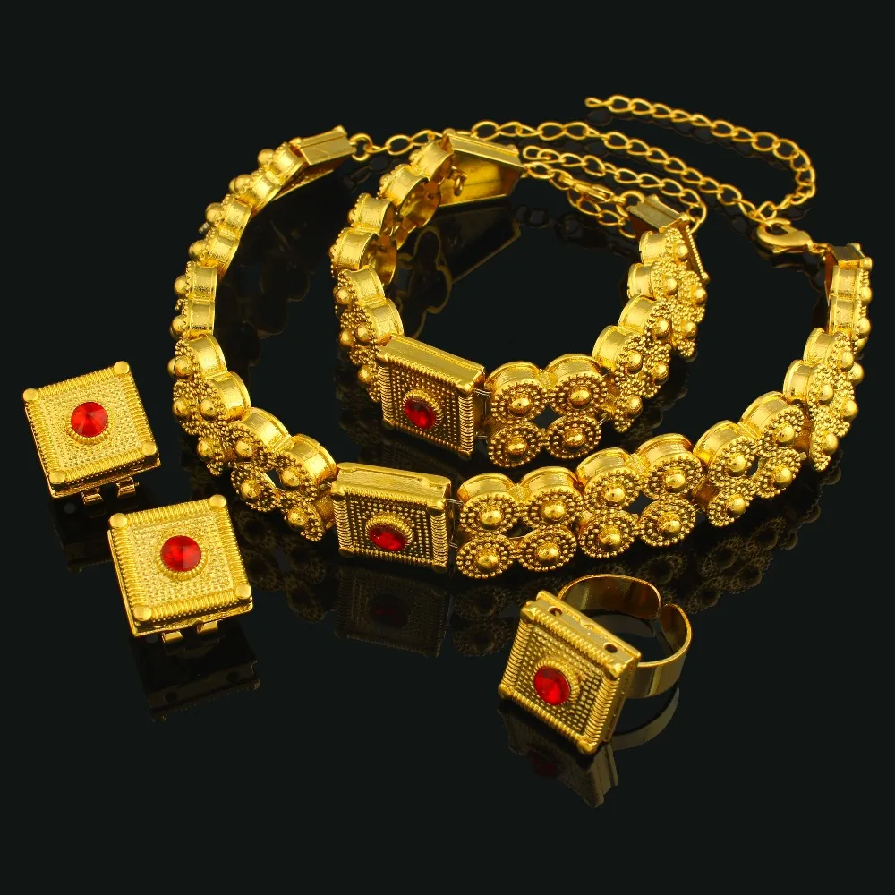 Новый комплект ювелирных изделий из эфиопского золота с кристаллами золотого