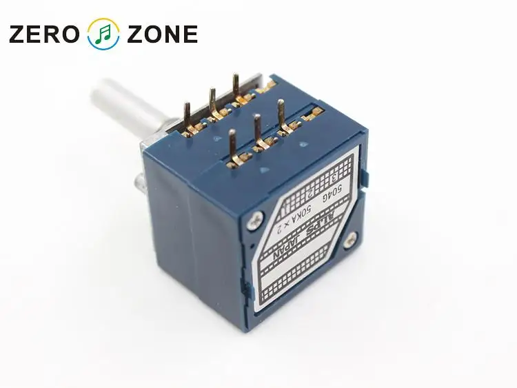 ZEROZONE 1pcs Japan ALPS 27 Type Blue Volume Potentiometer 2 X 50K Round Shaft | Электроника