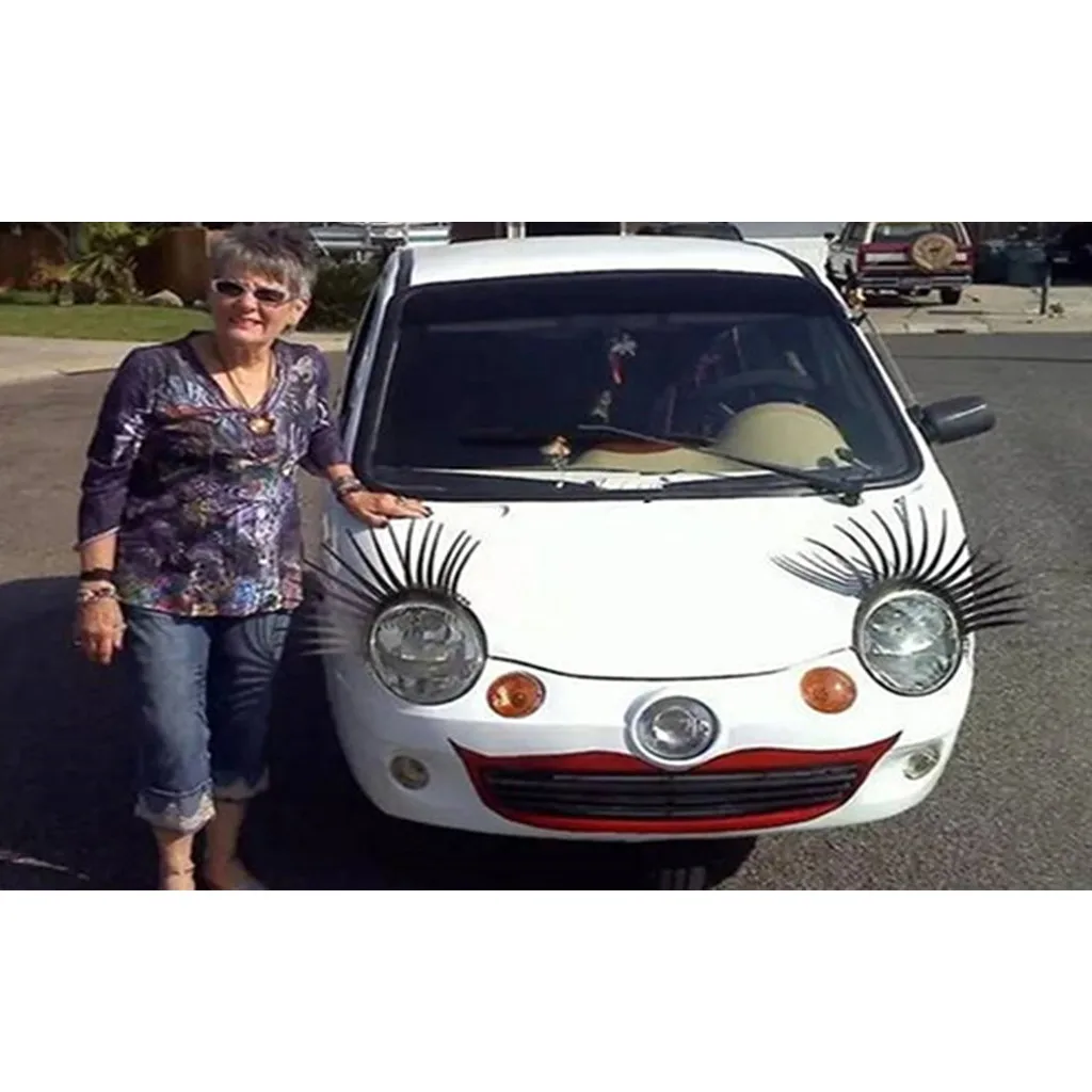 2PC Headlight Black Eyelash Sticker Car Eyelashes Car False Eyelashes Car Sticker Motorcycle Car Styling Accessories Automobiles