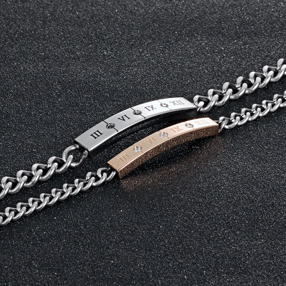 ITIANXI Fashion Couple Jewelry Roman Numerals Bracelet Stainless Steel with Lovers 1 Piece for Women or Men | Украшения и