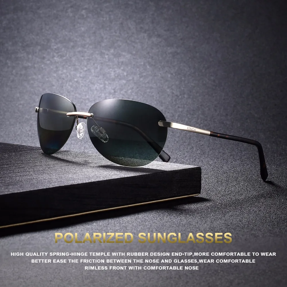 

Солнцезащитные очки FENCHI без оправы для мужчин и женщин, винтажные дизайнерские декоративные очки в стиле ретро, для вождения