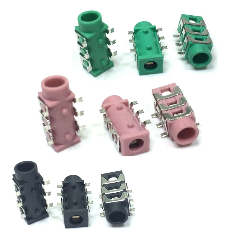 20 шт. pj-313 pj313 3.5 мм SMT SMD 6 Средства ухода за кожей стоп Audio Jack стерео джек черный и зеленый розовый может быть выберите PJ-313D гнездо наушников
