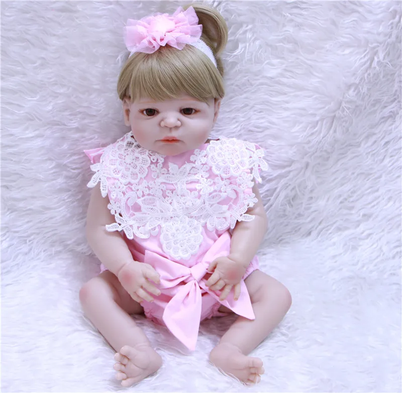 Настоящие светлые волосы для девочек bebe полностью силиконовые куклы reborn 22 &quot55 см