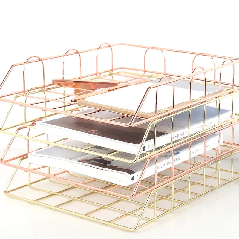 Nordic Metal Books Storage Basket Office Desktop Groceries Rack Stackable Magazine Finishing File Box Organizer | Дом и сад
