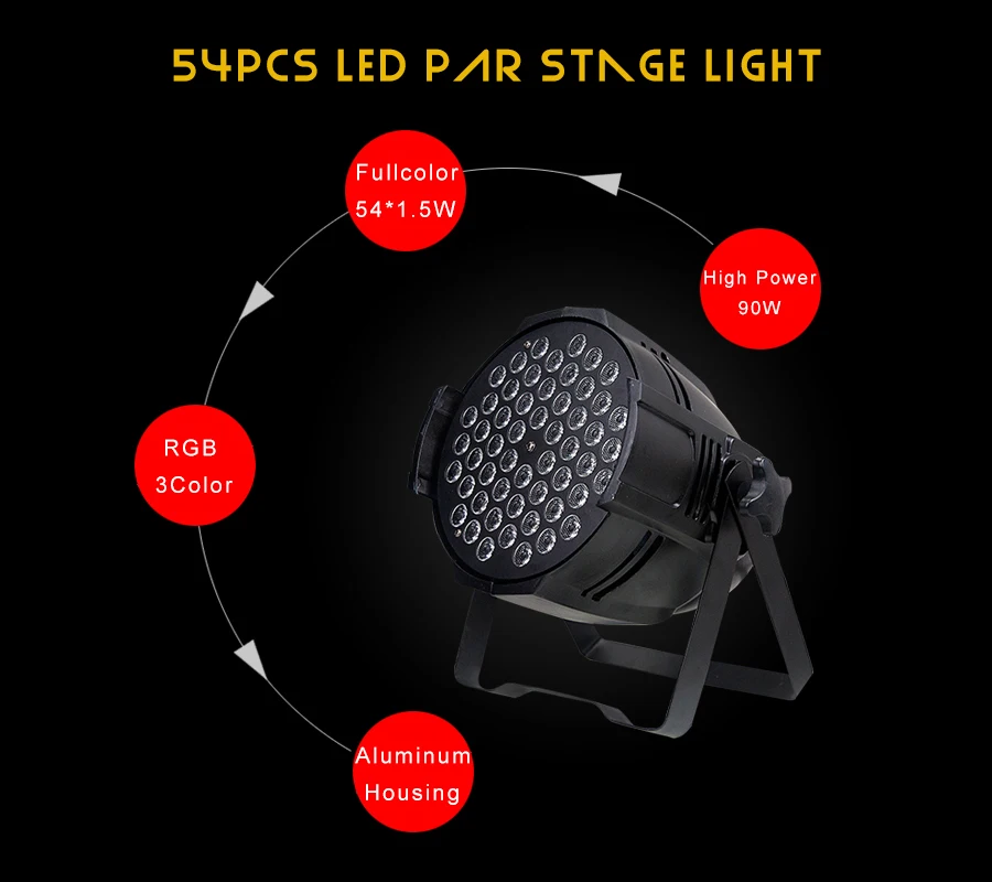 ZjRight 90 Вт RGB Полноцветный 54 LED Par свет DMX512 Освещение для концертного декора