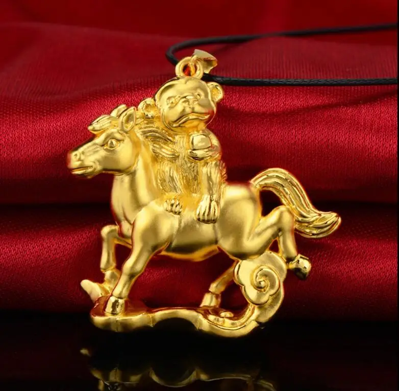 Подвеска из желтого золота 999 пробы 24 К/подвеска в виде 3D лошади обезьяны/7 3 г|pendant